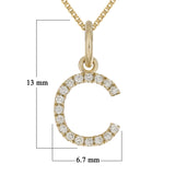 14k Yellow Gold Diamond Initial Letter C Charm Pendant Necklace 18" - Letter C,Yellow