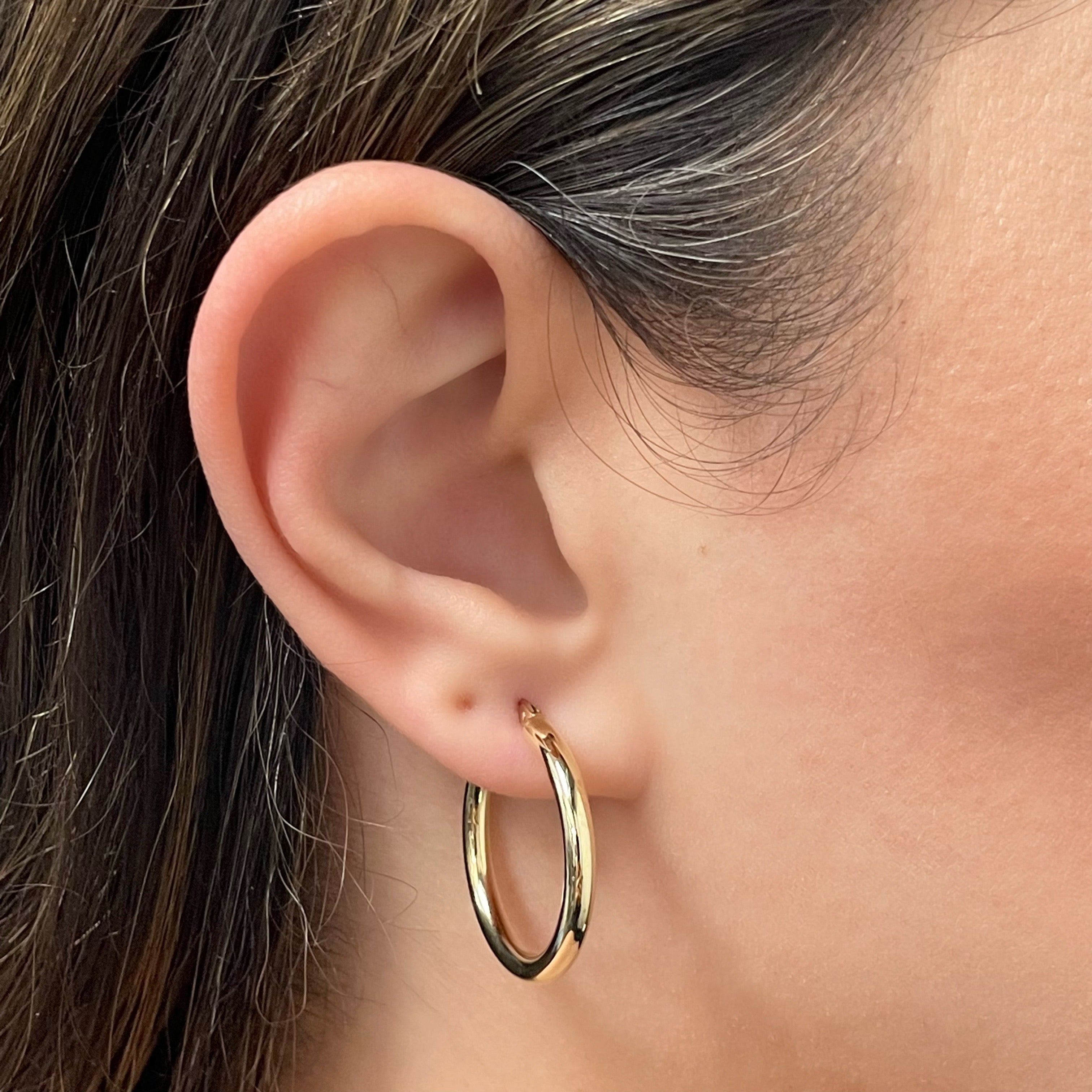 Italian 14k Yellow Gold High Polish 3mm 1" Diameter Round Hoop Earrings 2.1grams