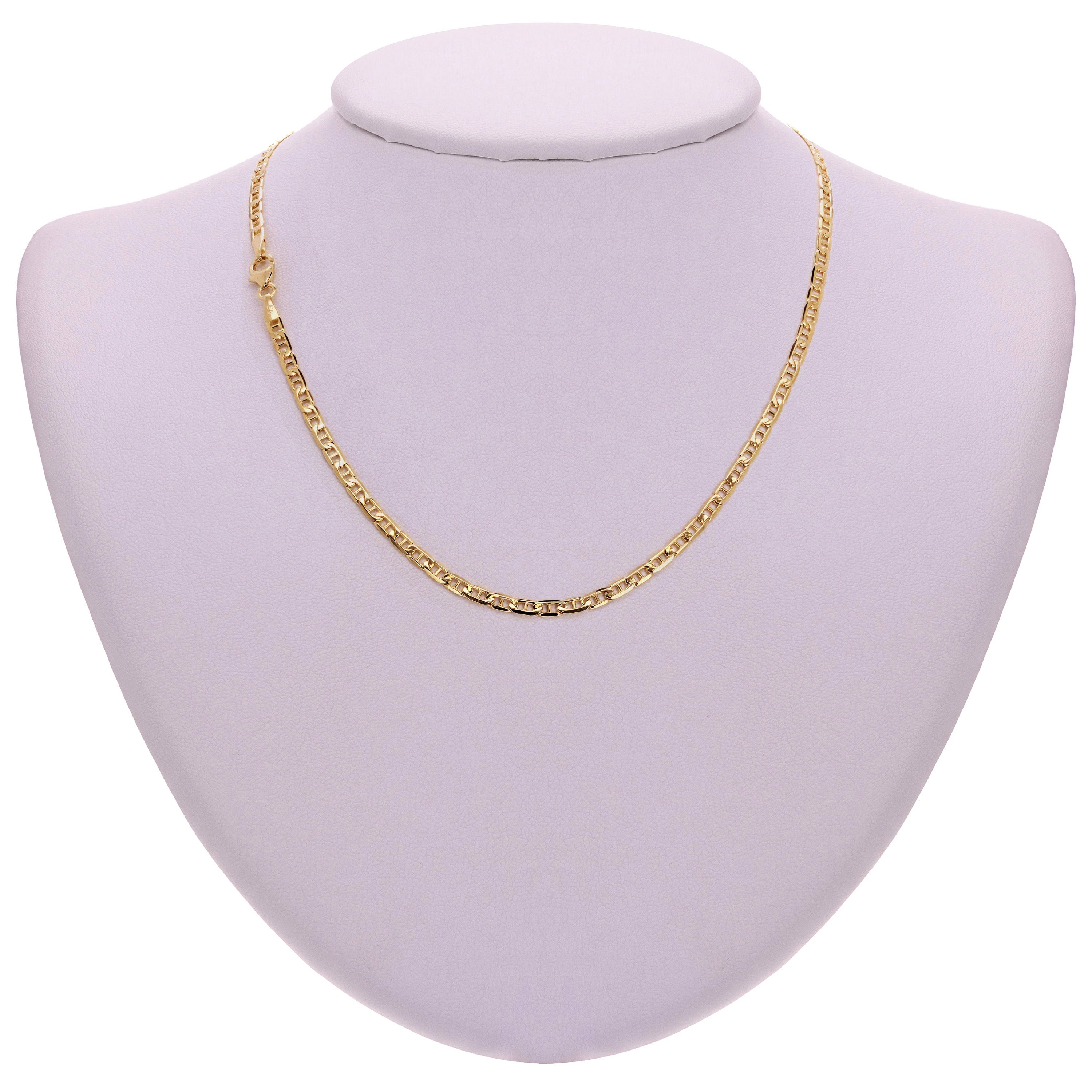 Italian 14k Yellow Gold Solid Anchor Mariner Link Chain Necklace 20" 3mm 8.4 grams - 20" 8.4 grams