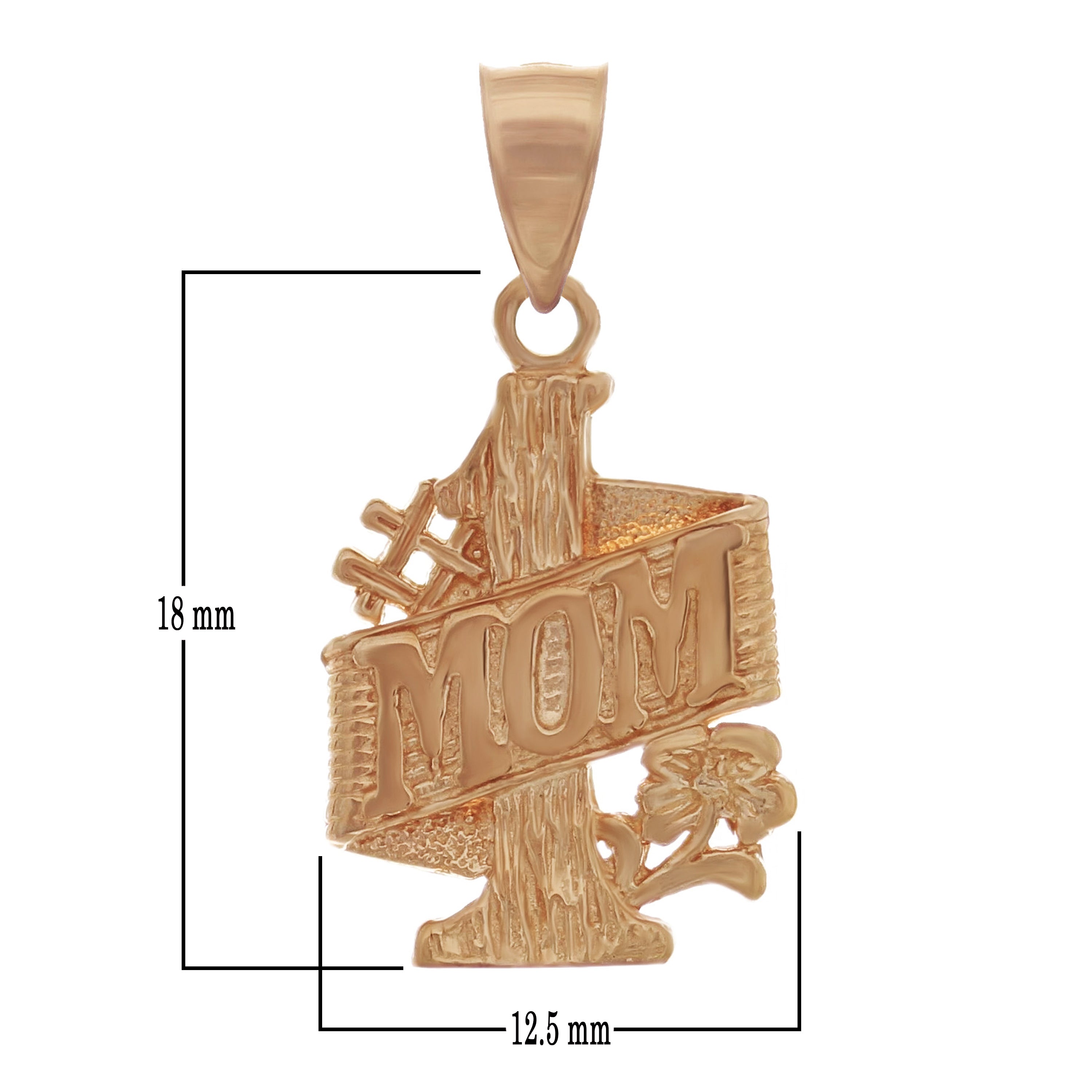 14k Rose Gold Mother's Day Gift #1 MOM Pendant - Rose