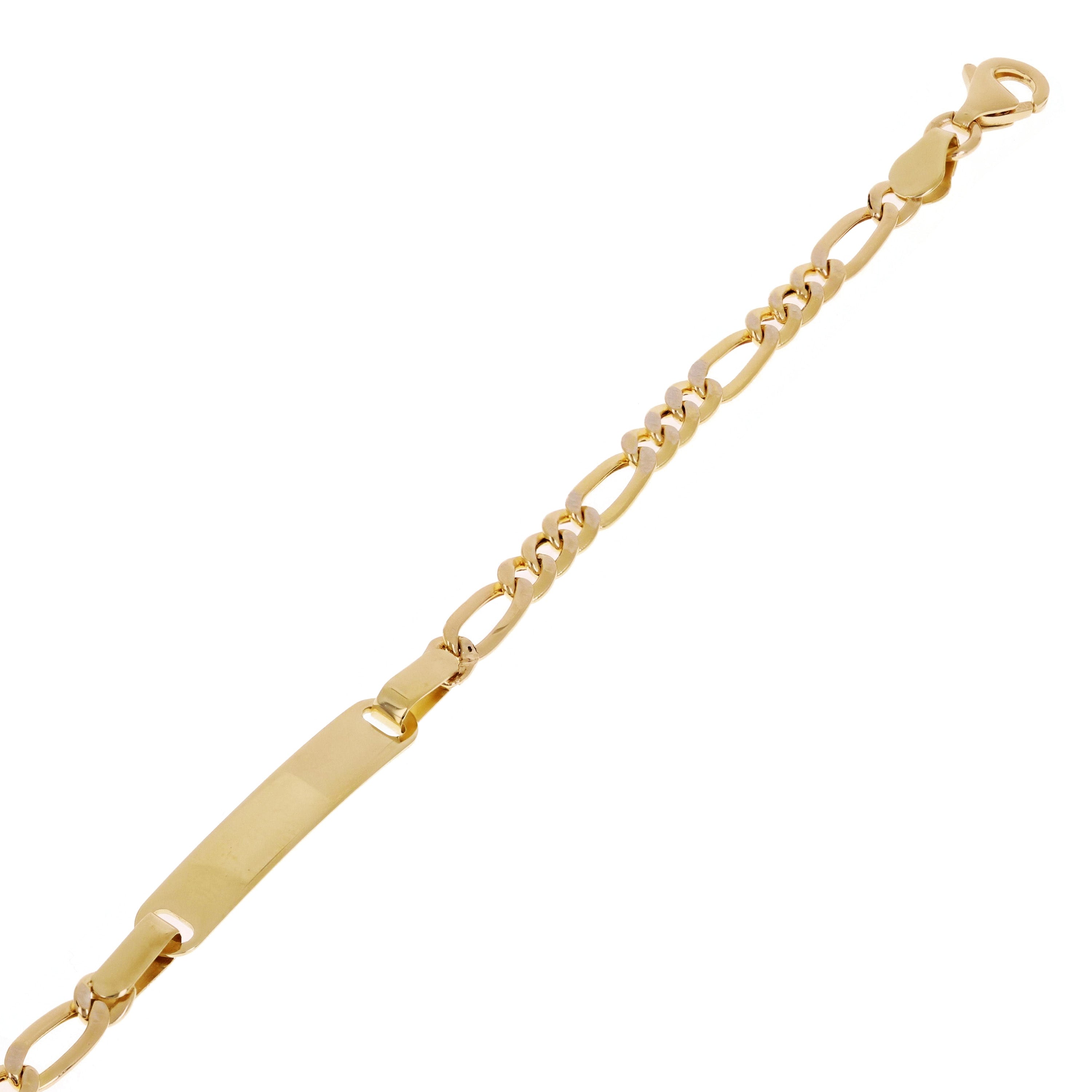 Italian 14k Yellow Gold Engravable Baby Kid ID Figaro Bracelet 5.5" 1.8 grams