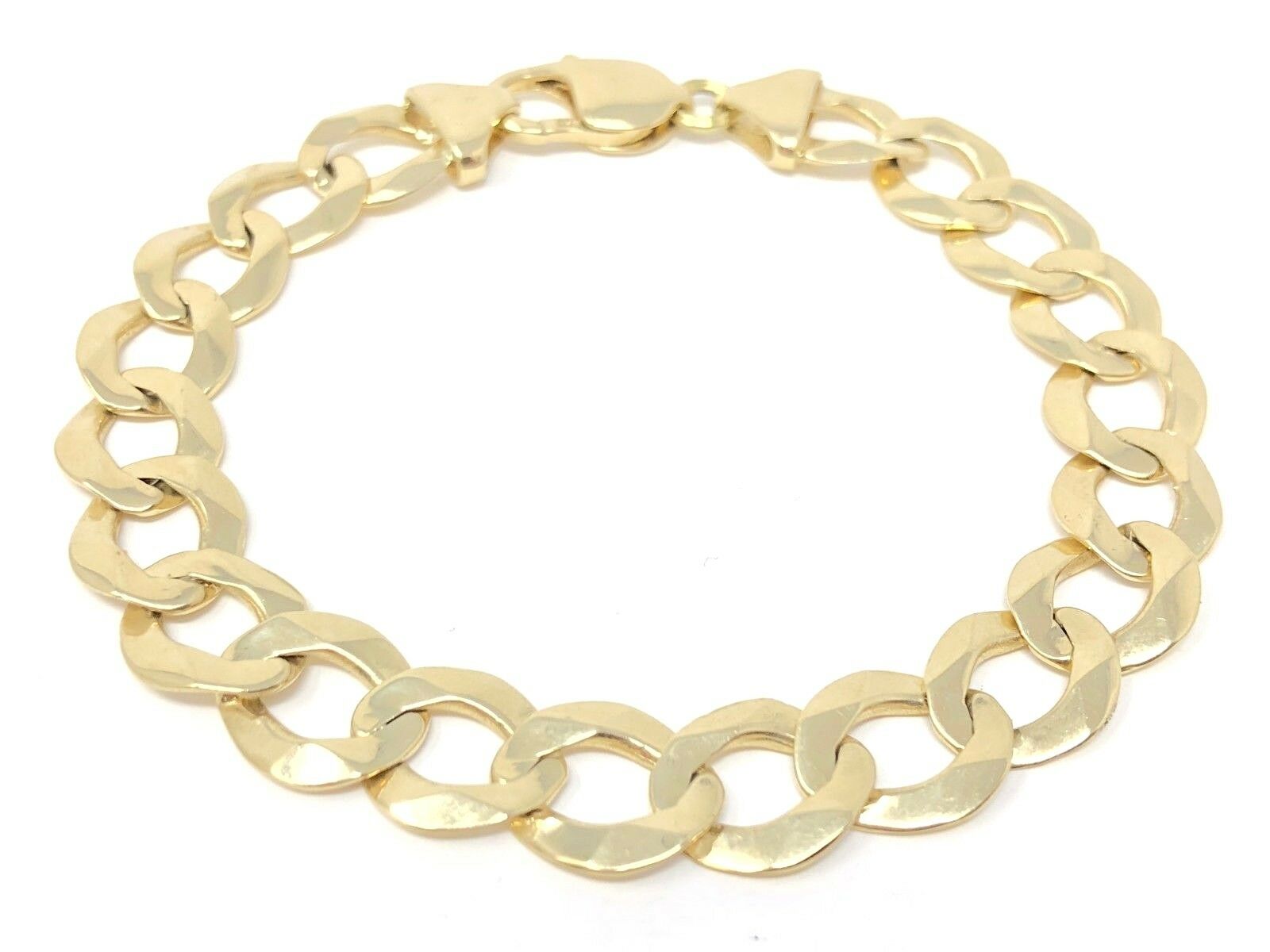 Men's 14k Yellow Gold Solid Cuban Link Chain Bracelet 7.5" 11mm 21 grams