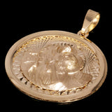 Italian 14k Yellow Gold Saint Cristobal Medal Charm Pendant 1.1" 2.5 grams - 2.5 grams