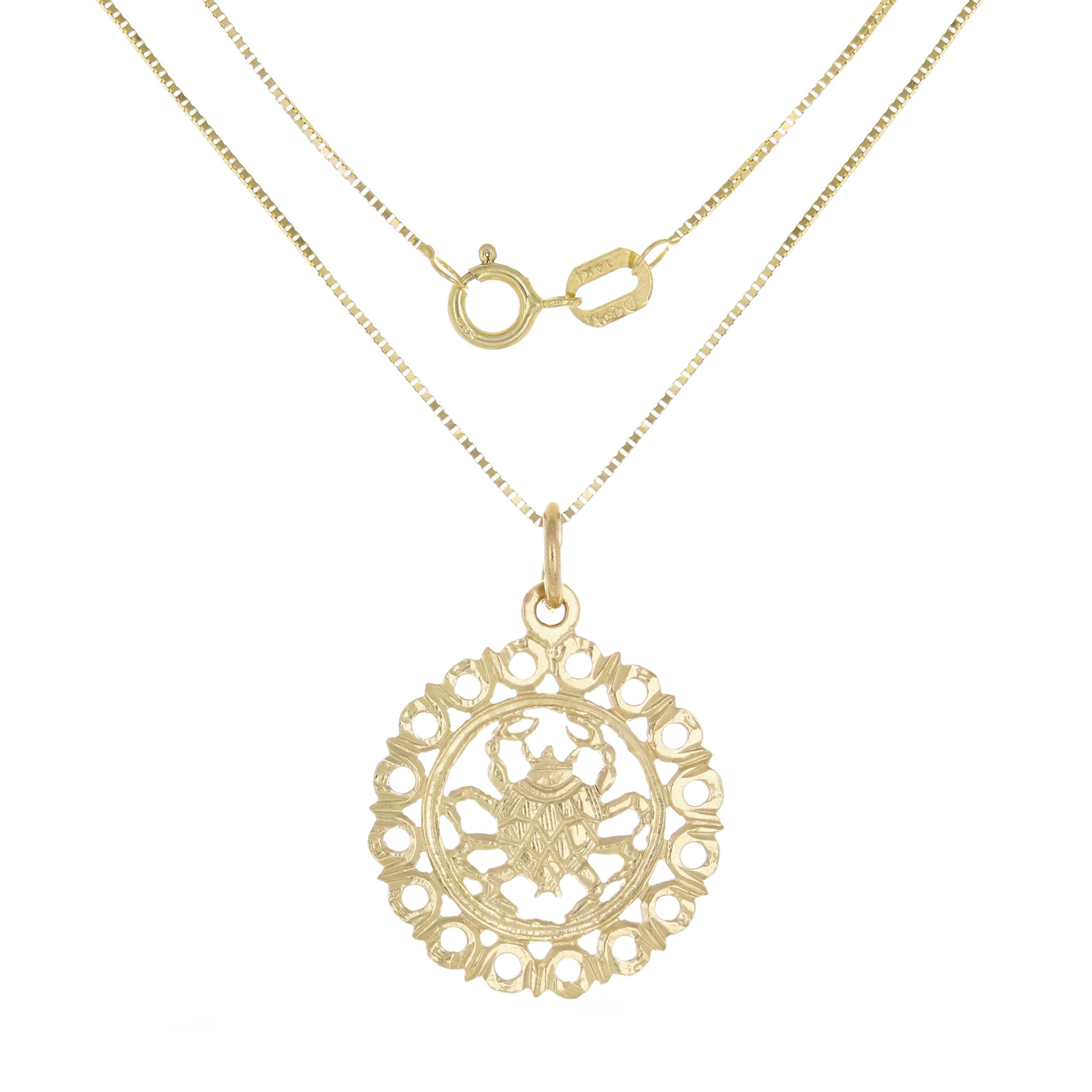 14k Yellow Gold Zodiac Sign Cancer Pendant Necklace 18" - Cancer,Yellow