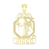 14k Yellow Gold Diamond Zodiac Sign Virgo Pendant - Virgo,Yellow