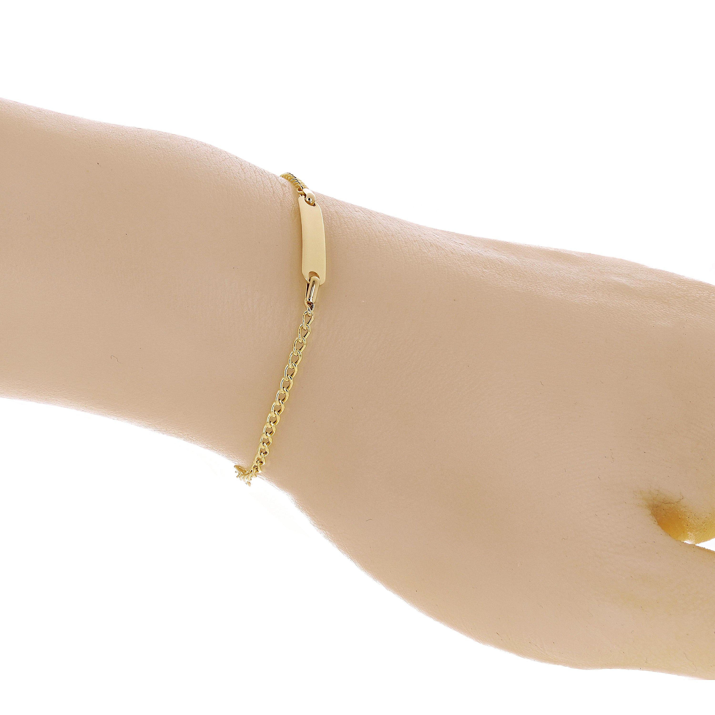 Italian 14k Yellow Gold Engravable Kids Baby ID Cuban Bracelet 5.75" 1.6 grams
