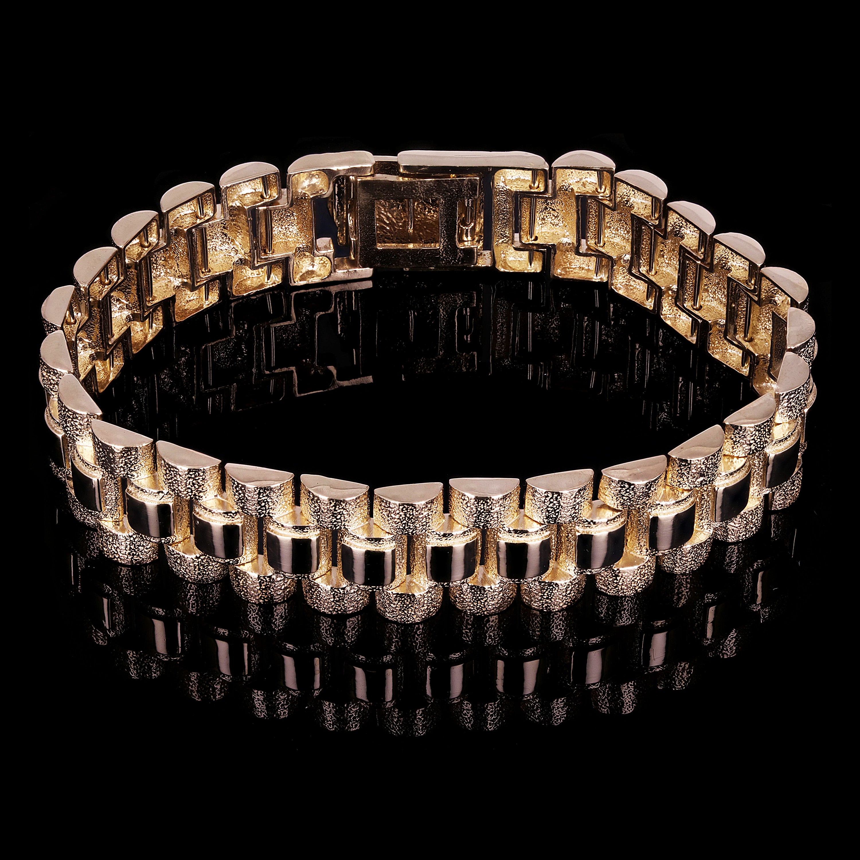 10k Yellow Gold Watch Link Chain Bracelet Adjustable 9-9.5" 14.8mm 40.3 grams