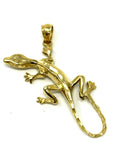 14k Yellow Gold Gecko Lizard Pendant Reptile Charm 1.5" 3.4 grams