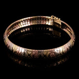 Italian 14k Tri-Color Gold Diamond Cut XOXO Omega Bangle Bracelet 7" 8.8mm 16.5g