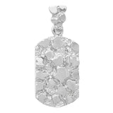 10k White Gold Dog Tag Nugget Charm Pendant 1.35" 5.7 grams - White