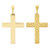Italian 14k Yellow Gold Hollow 3D Plain Cross Charm Pendant 1.4" 2.2 grams