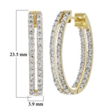 14k Yellow Gold 1ctw Diamond Double Inside Out Oblong Hoop Earrings