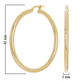Italian 14k Yellow Gold Twisted Round Hoop Earrings 1.7" 3mm 3.7 grams