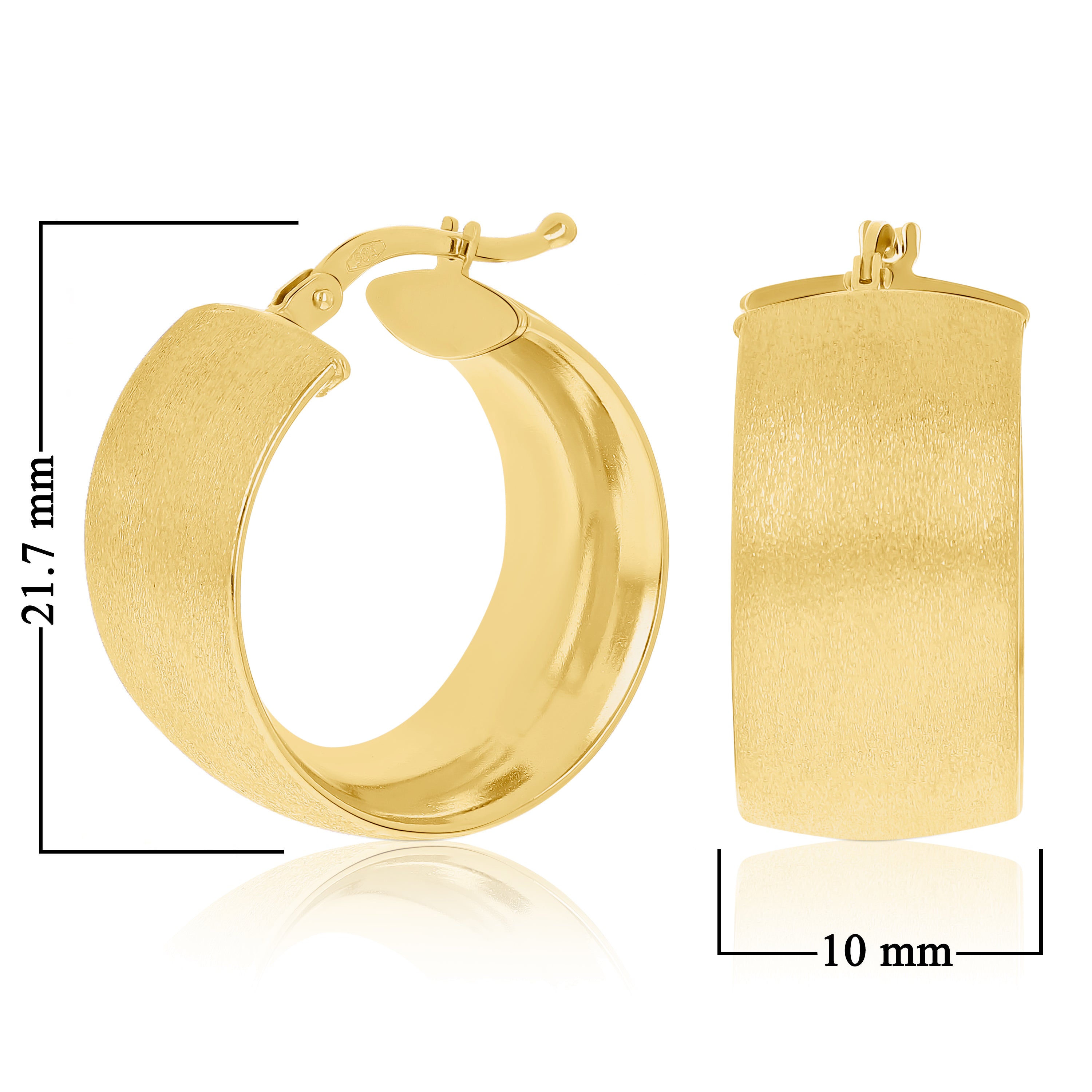 Italian 14k Yellow Gold Satin Huggie Hoop Earrings 21.7mmx10mm 4.2 grams