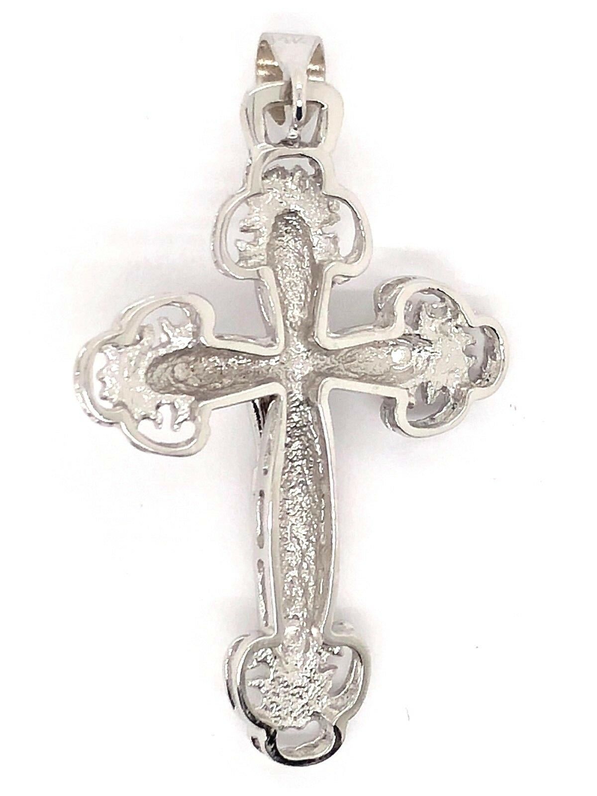 14k White Gold Religious Jesus Christ Crucifix Cross Charm Pendant 7 grams