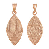 14k Rose Gold REVERSIBLE Jewish Menorah Hanukkah Candle & Star of David Pendant - Rose