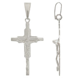 14k White Gold Religious Cross Jesus Crucifix Cross Charm Pendant 2.6 grams - White