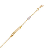 Italian 14k Yellow & White Gold Teddy Bear Charm Baby Kids ID Bracelet 5.5" 2g