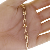 Italian 14k Yellow Gold Semi-Solid U-Link Chain Bracelet 7.5" 8.4mm 5.4 grams