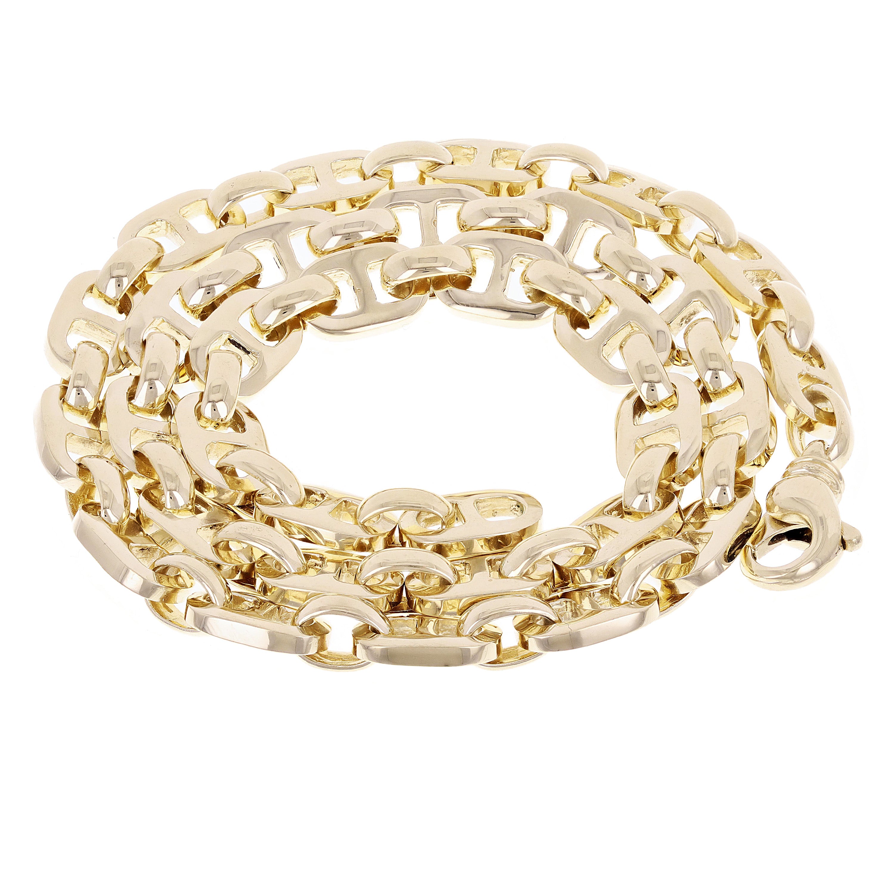 14k Yellow Gold Solid Handmade Mariner Link Chain Necklace 20" 9.5mm 87.5 grams - 20"