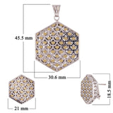 Italian 18k Two Tone Gold Hexagon Earrings & Pendant Set 12.9 grams