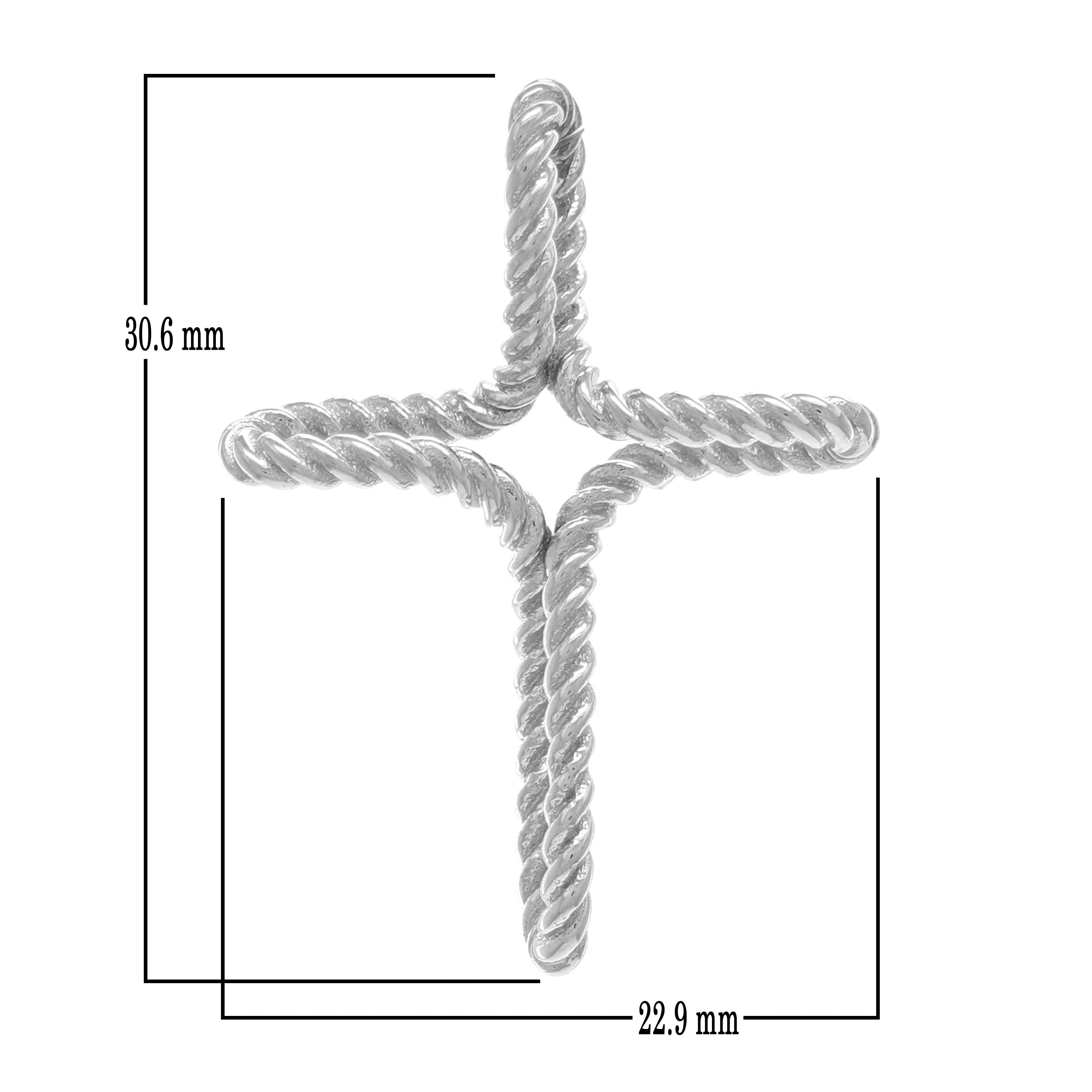14k White Gold Religious Twisted Rope Cross Pendant - White,Twisted Rope