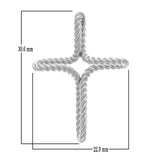 14k White Gold Religious Twisted Rope Cross Pendant - White,Twisted Rope