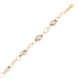 Italian 14k Two-Tone Gold Multiple Oval Links Fancy Bracelet 7.5" 3 grams