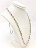 14k White Gold Solid Mariner Link Chain Necklace 24" 4.9mm 37 grams - White,24"