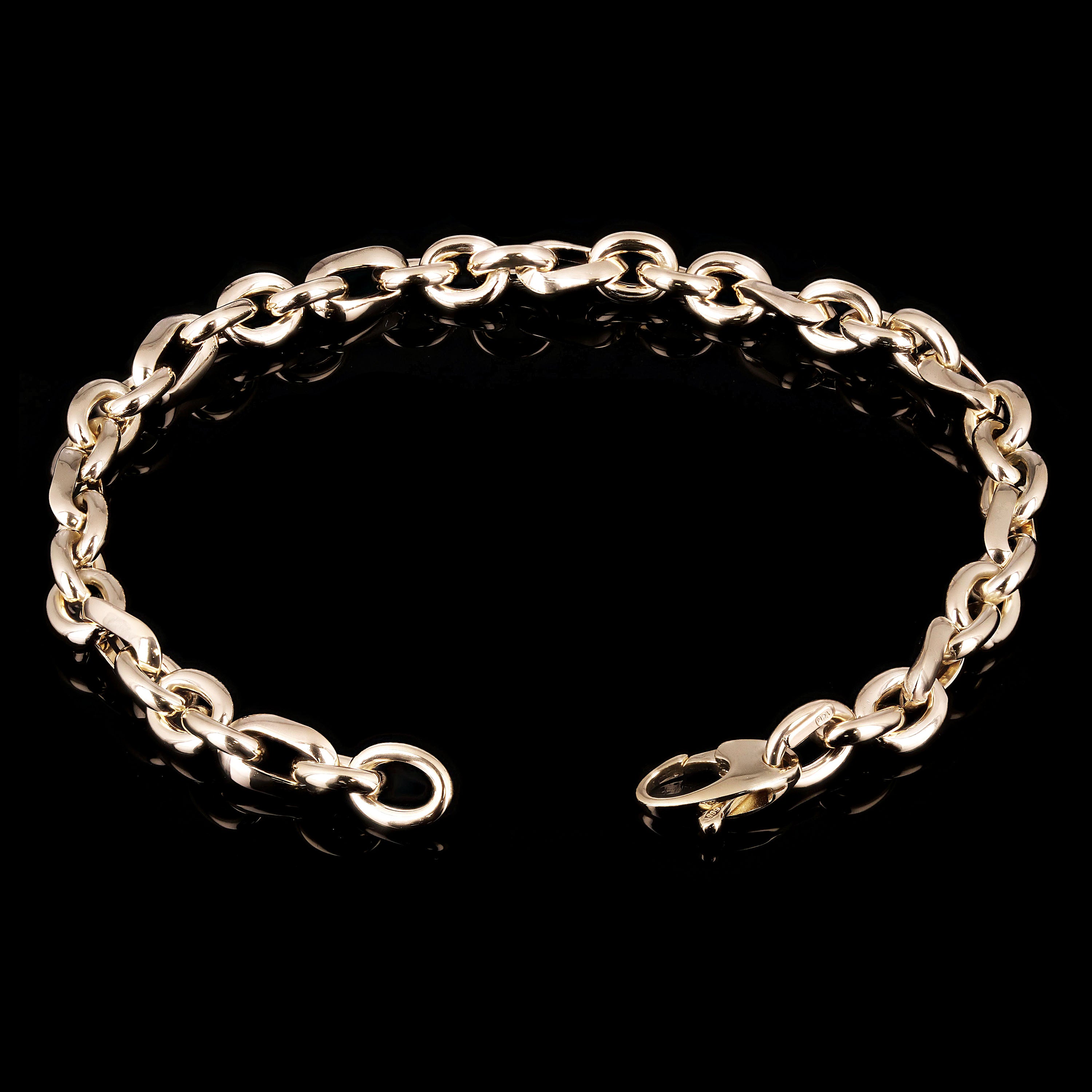 Italian 14k Yellow Gold Hollow Oval & Round Link Bracelet 7.75" 6mm 4.5 grams