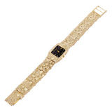 Women's 14k Yellow Gold Nugget Link Wrist Bracelet Geneve Watch 6.5-7" 42 grams - Black Faceplate 7"