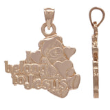 14k Rose Gold Teddy Bear Hearts I Belong To Jesus Charm Pendant 5.2grams - Rose
