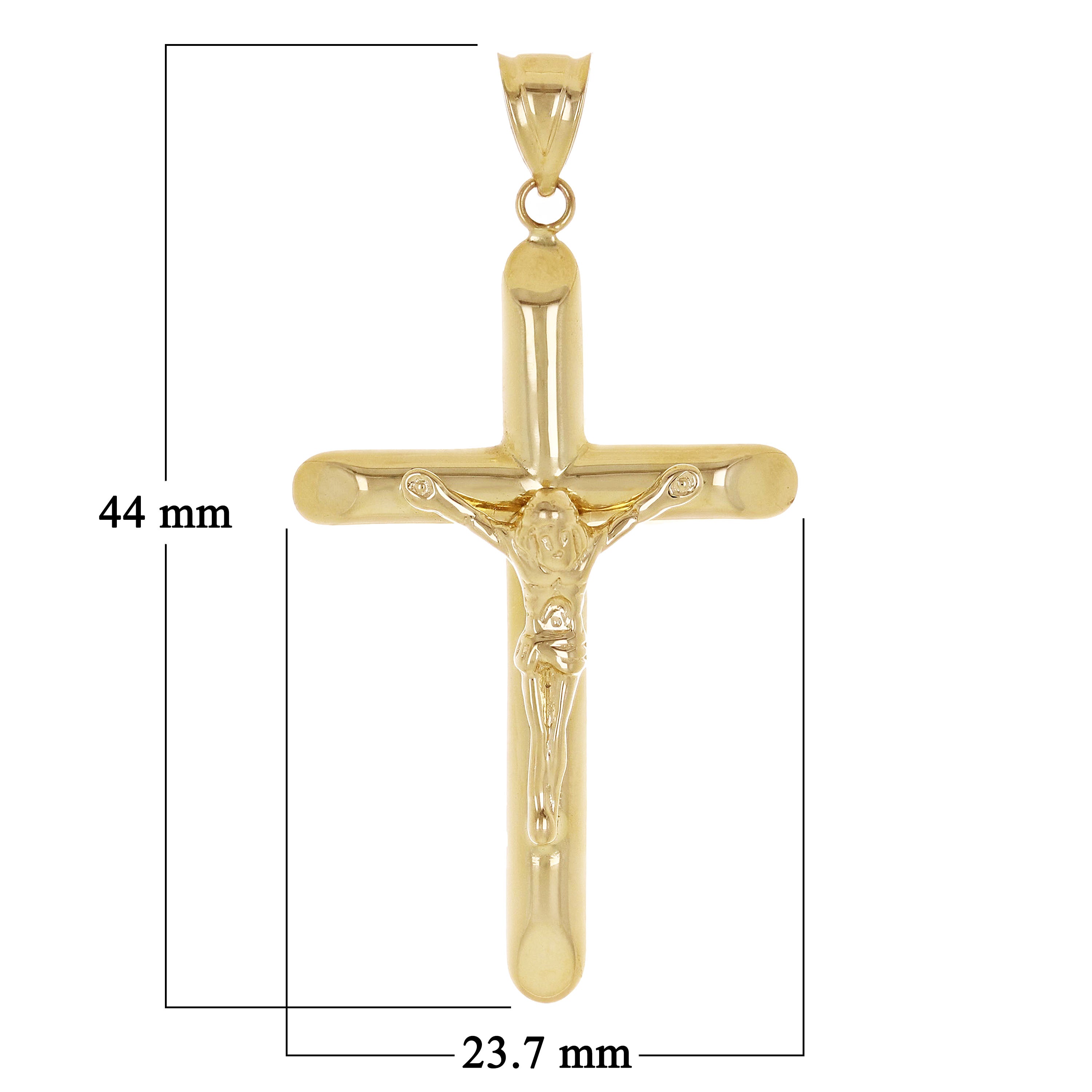 Italian Hollow 14k Yellow Gold Crucifix Cross Charm Pendant 1.7" 2.1 grams