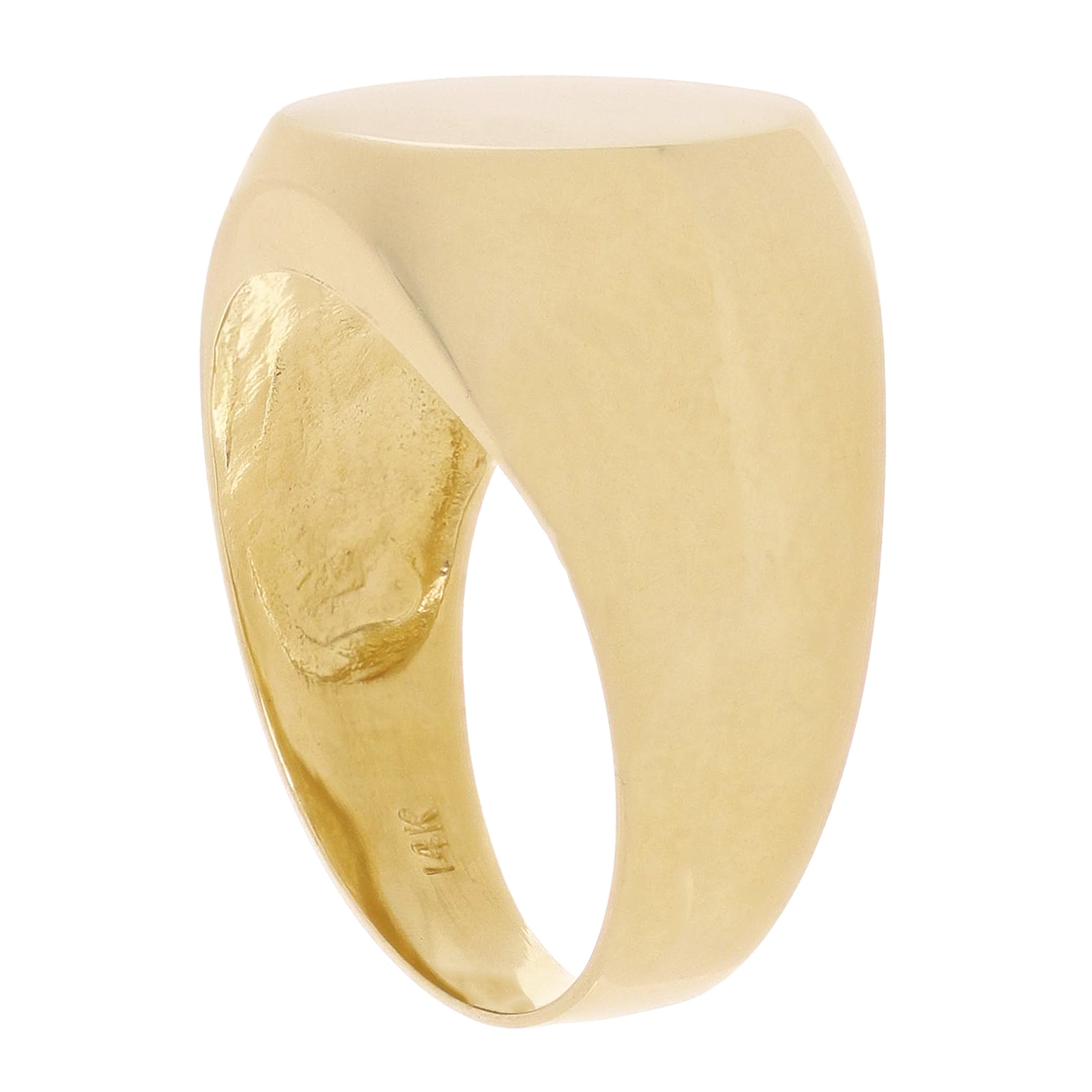 Men's 14k Yellow Gold Engravable Signet Initial Ring Sizes 8 - Ring Size 8