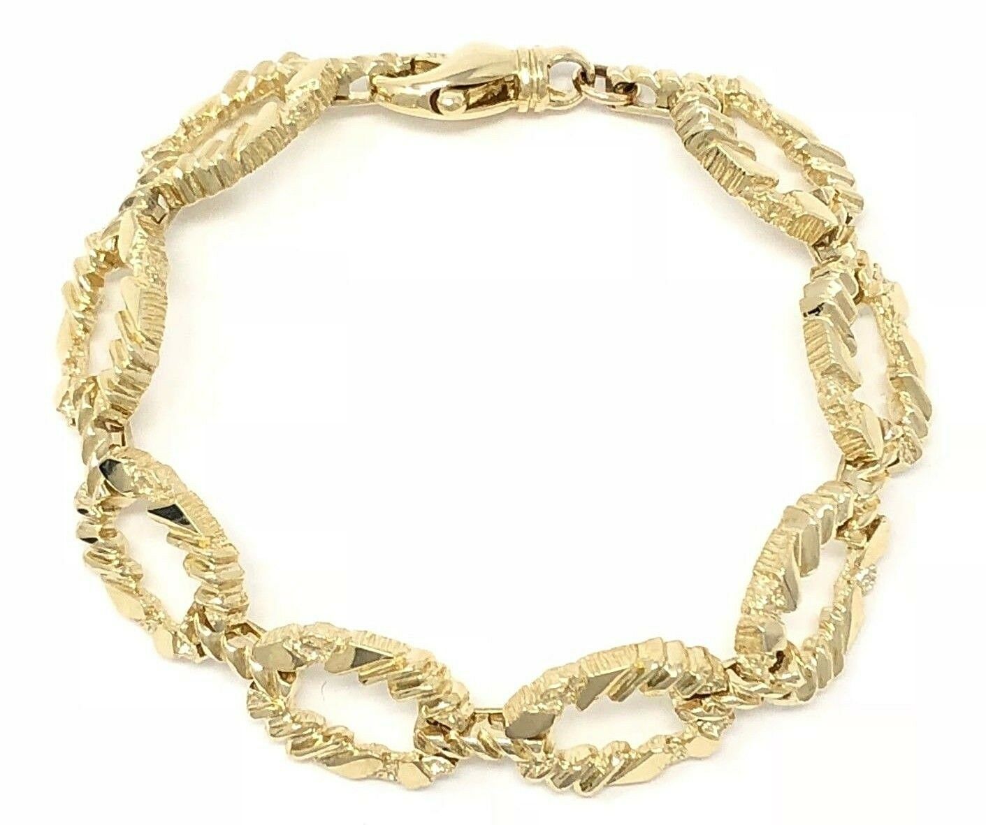 14k Yellow Gold Nugget Bracelet Oval Link 7.5" 11.7mm 26.7 grams - Yellow,7.5"