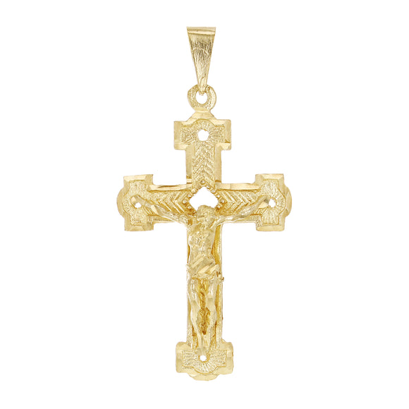 10k Yellow Gold Cross Jesus Christ Crucifix Religious Charm Pendant 2