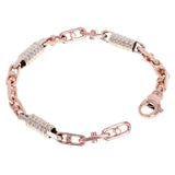 14k White & Rose Gold Handmade Fashion Link Bracelet 8" 7mm 28.5 grams