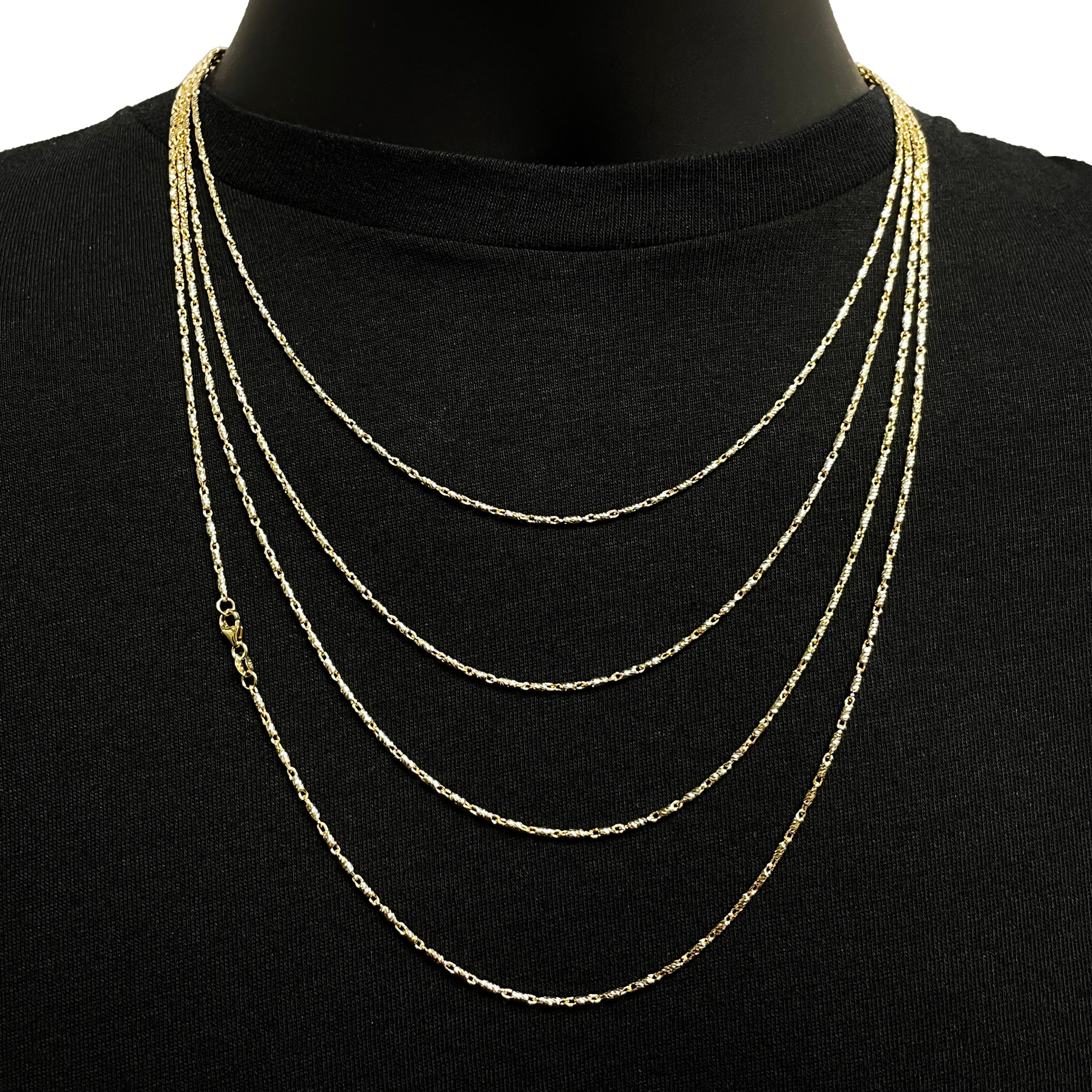 Italian 14k Yellow Gold Solid Raso Chain Necklace 1.5mm 18" 6.9 grams - 18" 6.9 grams