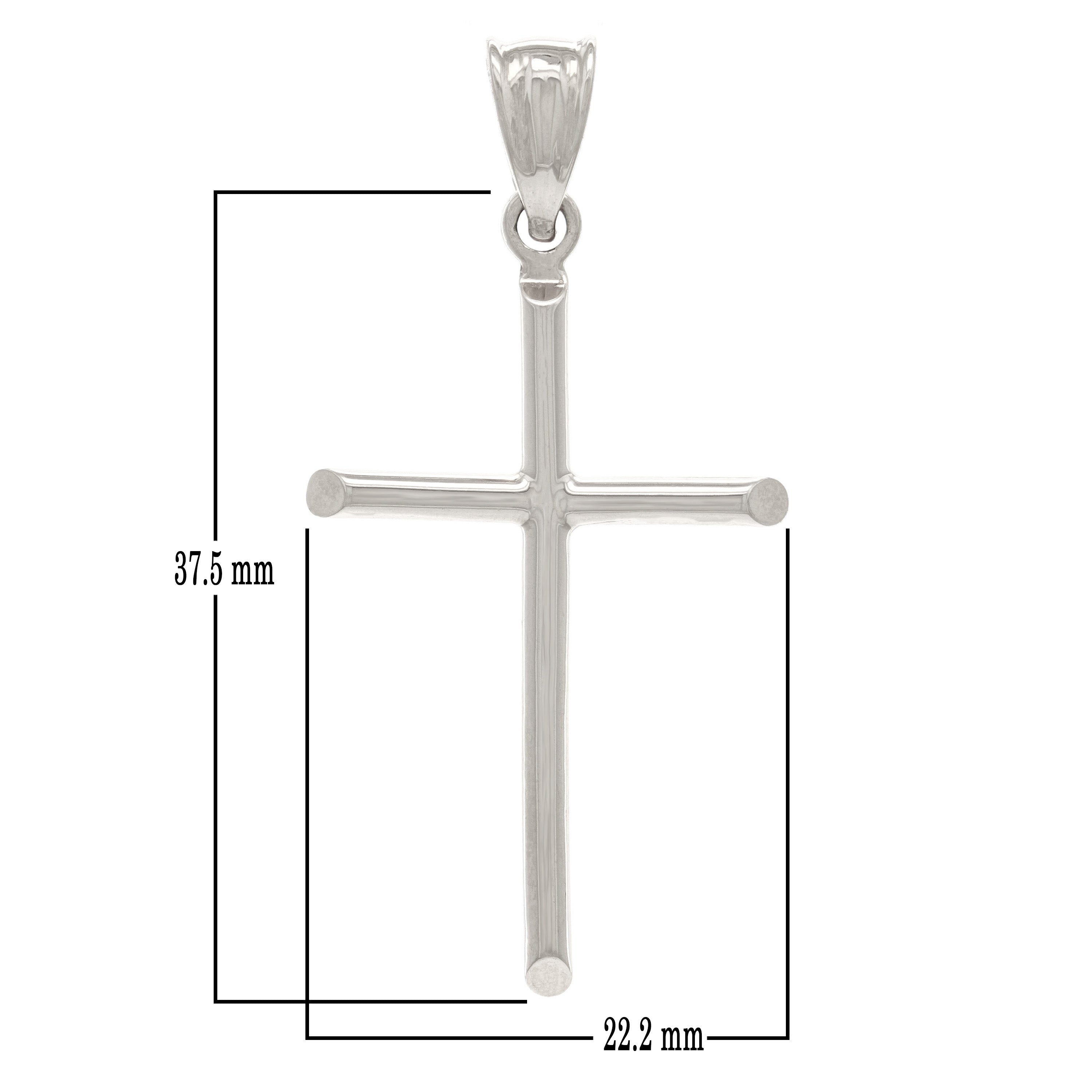14k White Gold Solid Plain Cross Religious Charm Pendant 1.7" 3.5g Medium - Medium