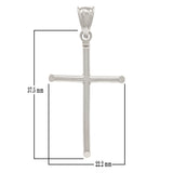 14k White Gold Solid Plain Cross Religious Charm Pendant 1.7" 3.5g Medium - Medium