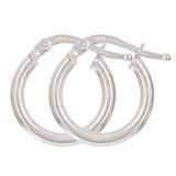 Italian 14k White Gold High Polished Plain Hollow Hoop Earrings 15.4 x 2mm 1gram - White,Size 0.5" 1 grams