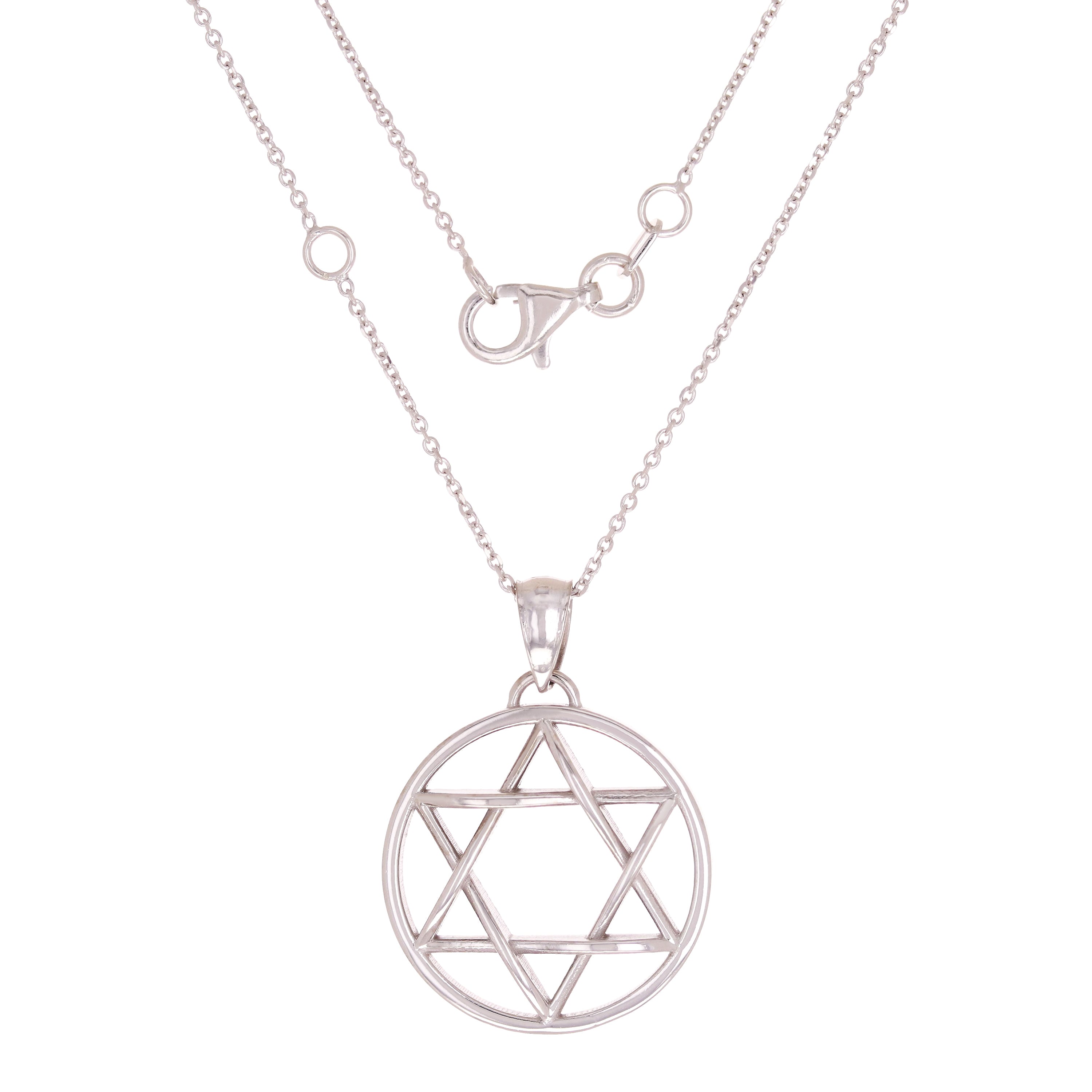 14k White Gold Star of David Necklace 18" 4.5 grams - White