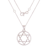 14k White Gold Star of David Necklace 18" 4.5 grams - White