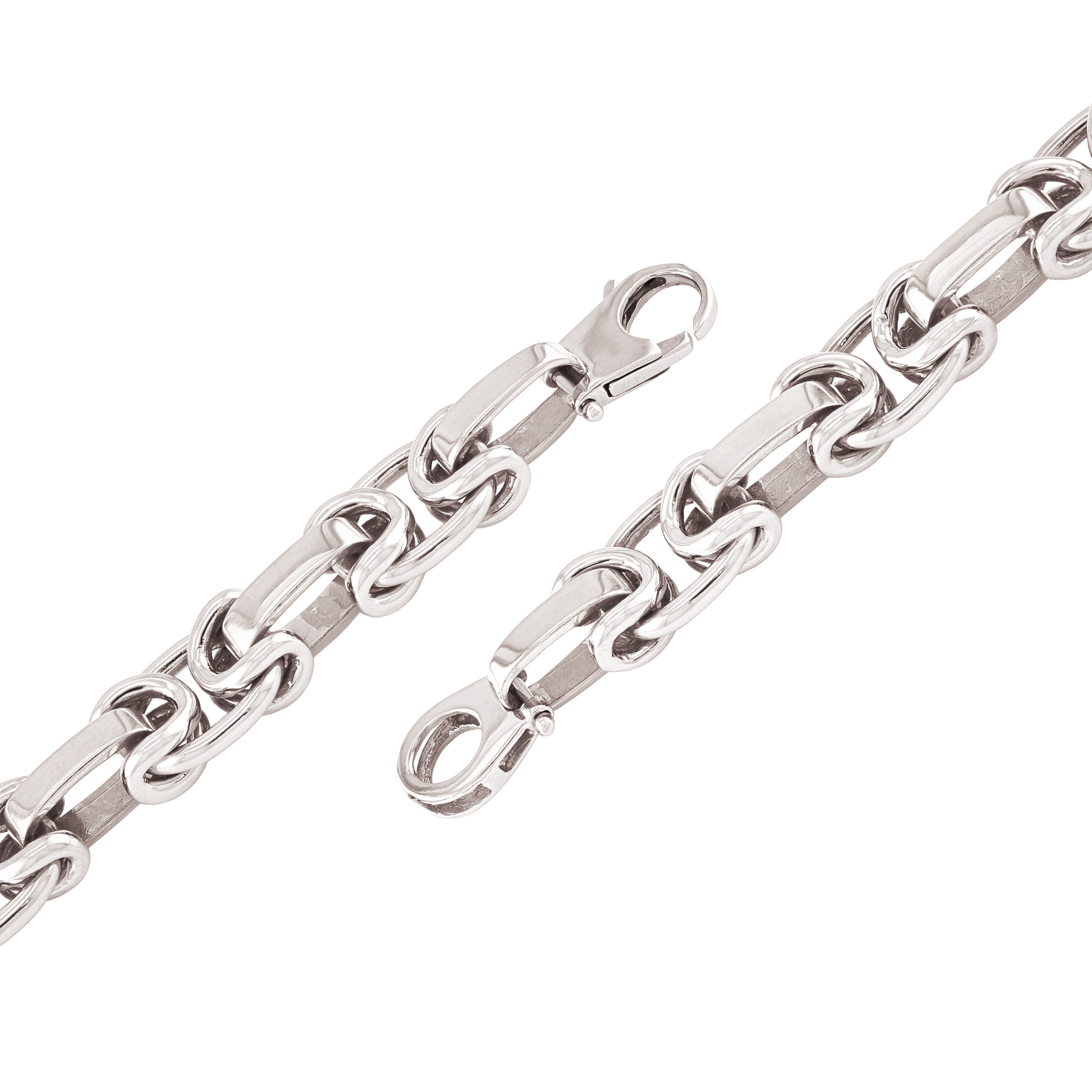 14k White Gold Handmade Fashion Link Bracelet 8" 10.5mm - White