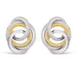Italian 14k Yellow & White Gold Rope Multiple Eternity Love Knot Stud Earrings - Multiple Eternity Love Knot