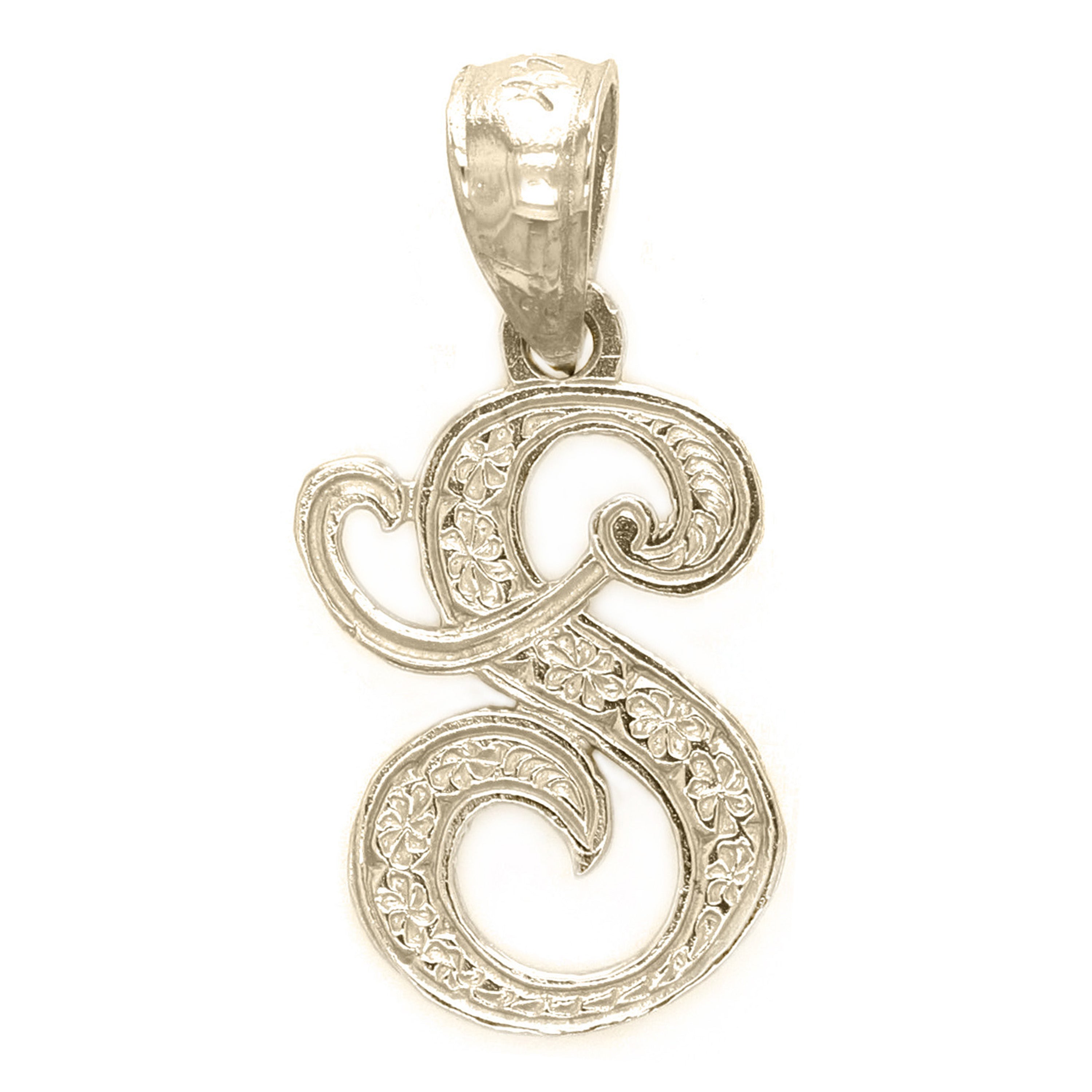 14k Yellow Gold Initial Letter S Alphabet Charm Pendant - Letter S,Yellow