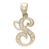 14k Yellow Gold Initial Letter S Alphabet Charm Pendant - Letter S,Yellow