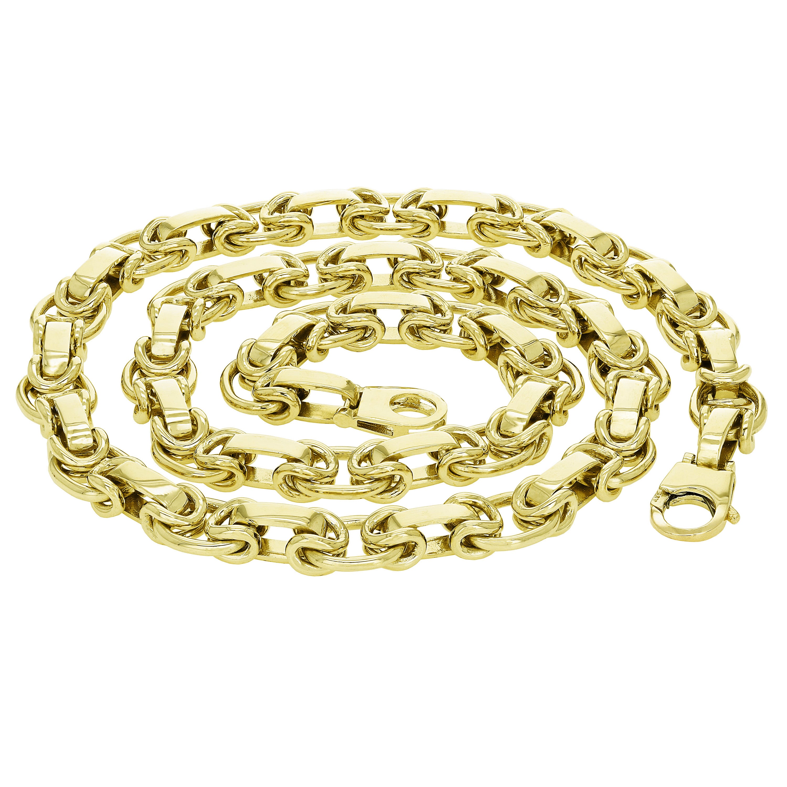 10k Yellow Gold Solid Fancy Handmade Link Chain Necklace 16" 12.8mm 115 grams - Yellow,16"
