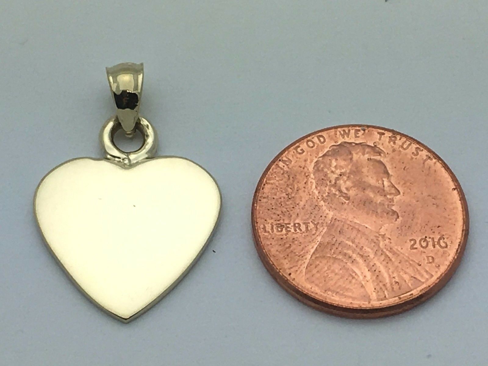 14k Yellow Gold Solid Plain Flat Engravable Heart Charm Pendant 2.8 grams