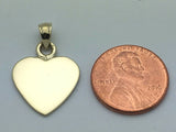 14k Yellow Gold Solid Plain Flat Engravable Heart Charm Pendant 2.8 grams